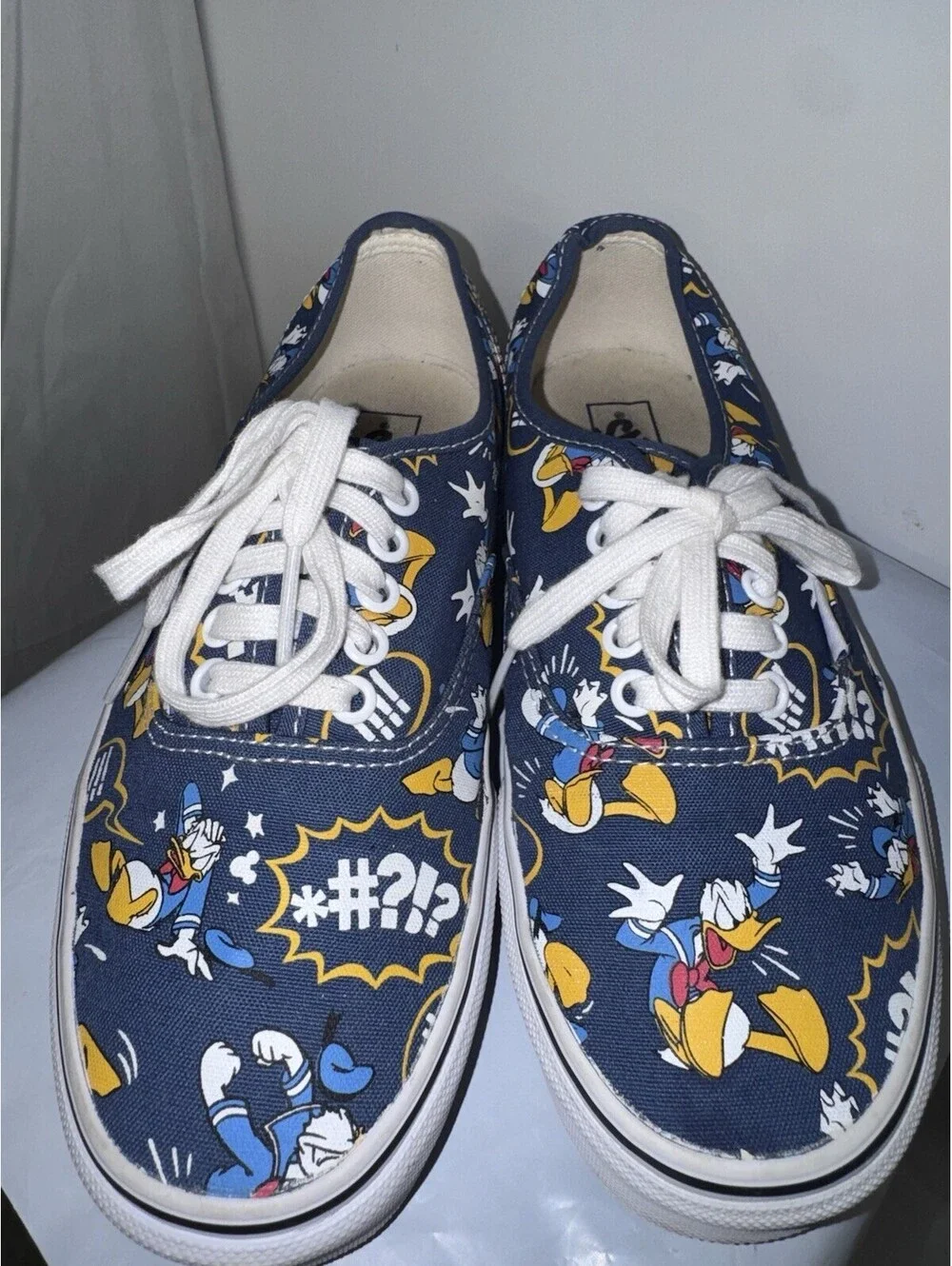 Vans Disney Donald Duck Authentic Sneakers Blue Canvas Shoes Men 7 Women 8.5